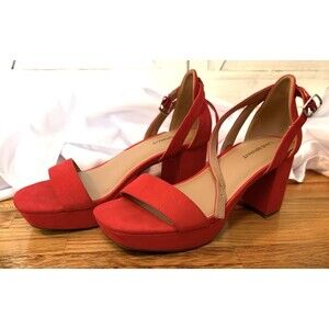 Lane Bryant Dream Cloud Faux-Suede Ankle-Strap Platform Heels Red Size 8.5W